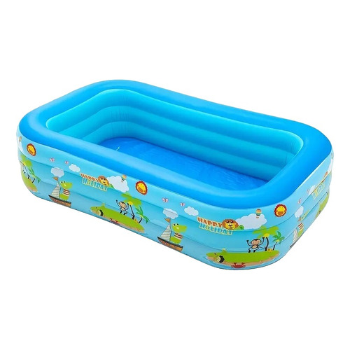 Piscina Inflable Family Pool Niños Rectangular 1,30 Metros Color Azul