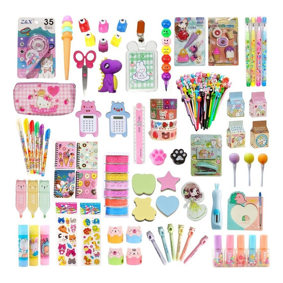 Kit Sorpresa De Papeleria Kawaii Regalo Plumones 15 Piezas