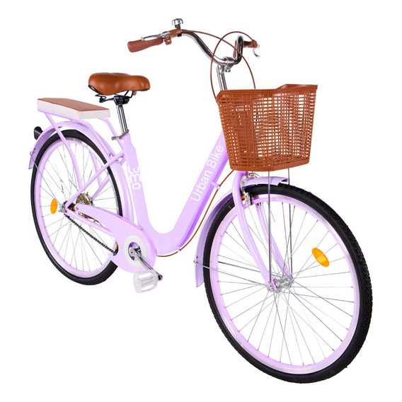 Bicicleta playera Lumo Urbana LUBUVDT21G195 R26 freno v-brake color lila con pie de apoyo