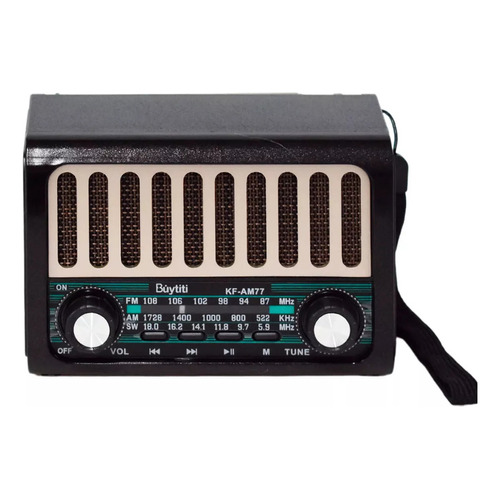 Radio Retro Vintage Recargable Con Bluetooth Ktf-1482 Color Negro