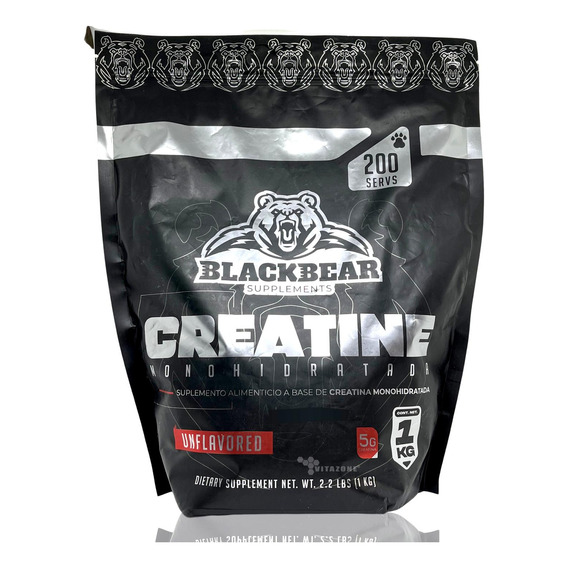 Creatina Monohidratada 1 Kg Blackbear 200 Servicios Bolsa