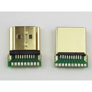 Kit C/ 10 Conectores Hdmi Macho Gold Solda Placa Reforçado