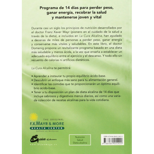 Libro La Cura Alcalina Programa De 14 Días Dieta Perder Peso
