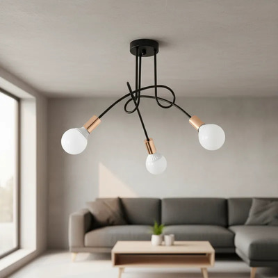 Araña Charly 3 Luces Apto Led Deco Moderno Vintage Cie