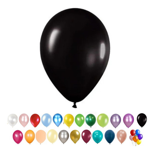 Globos Perlados 12 Pulgadas X 25 Un Cotillon Carioca Fiesta Color Negro