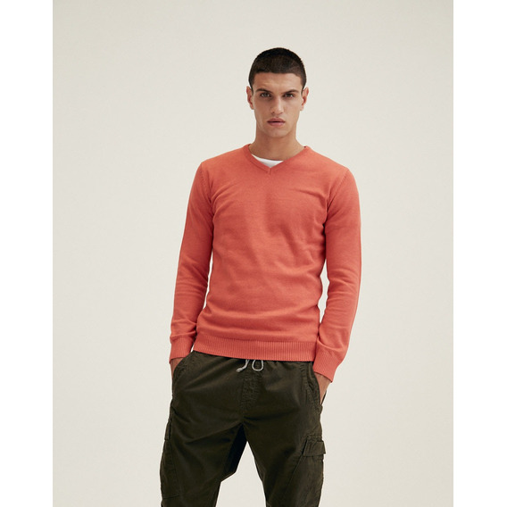 Sweater Nidda, Hombre, Escote V, Algodón, Salmon, Equus