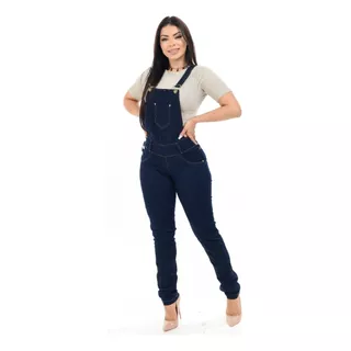 Macacão Jeans Feminino Jardineira Jeans Com Lycra Calça Jean