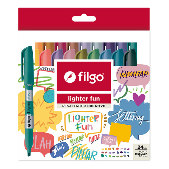 Set 24 Destacadores Lighter Fun Filgo