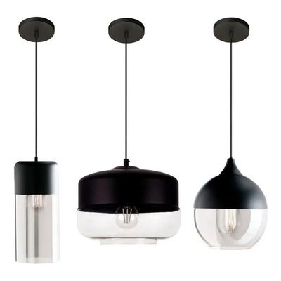 X3 Colgante Cristal 1 Luz Dayan Mitte Gurion Negro Led Cie