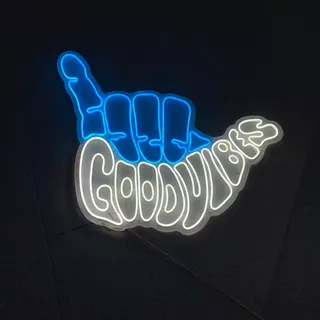 Letrero Neón Led Good Vibes Hand Cool C/ Control Atenuador