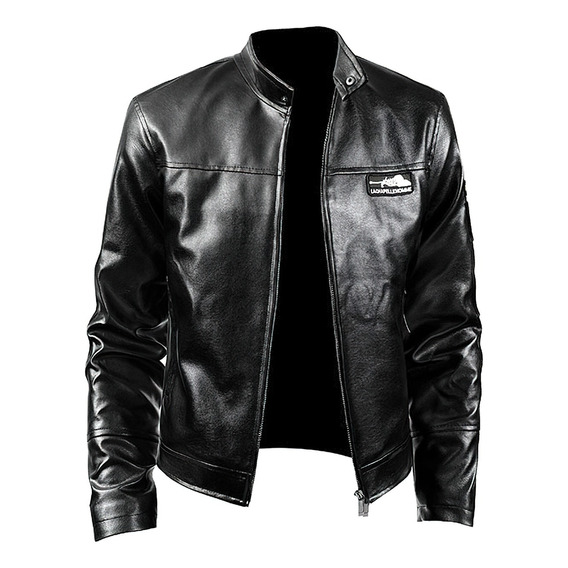 Chamarra Hombre Piel Slim De Biker Impermeable Rompevientos