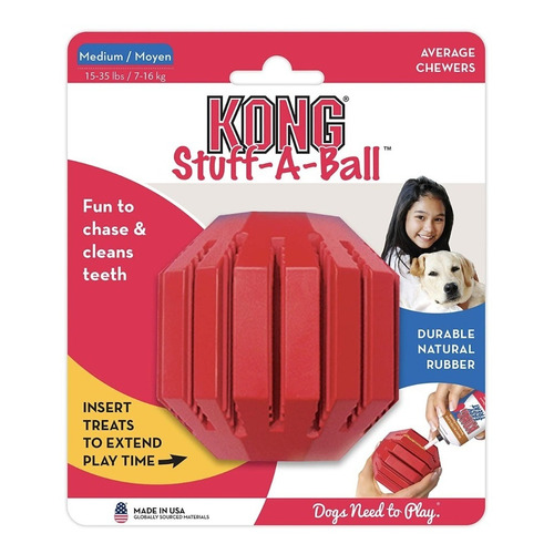 Kong Stuff-a-ball Medium Juguete Perros Color Rojo