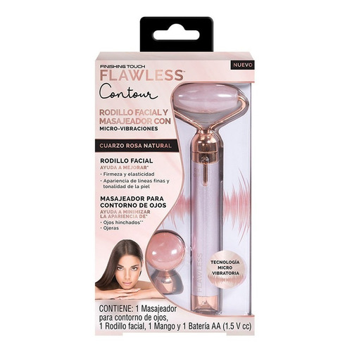 Flawless Contour Rodillo Facial De Cuarzo Rosa Con Vibración Momento de aplicación Día/Noche Tipo de piel Todo tipo de piel