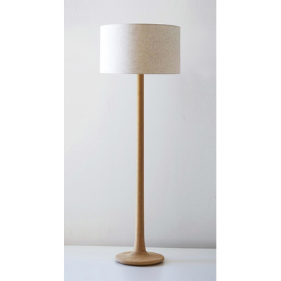 Lampara De Pie Trini Madera Natural Apto Led E27 Moderno Obj