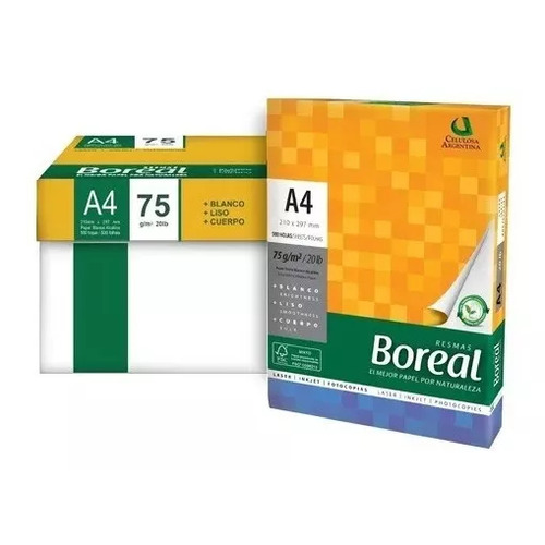 Resmas Boreal A4 75grs X 500h Caja X10 Unidades Color Blanco