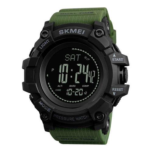 Reloj pulsera digital Skmei 1358 con correa de poliuretano color verde - fondo negro
