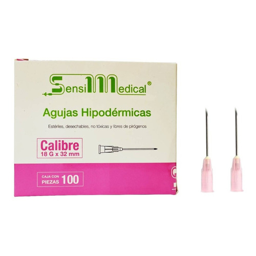Aguja HiPodérmica Sensimedical 18gx32 Mm Rosa Caja 100u Capacidad en volumen 0 mL