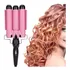 Buclera De Cabello Con 3 Barras De Cerámica Para Rizos Perfectos Color Rosa Rizos Suaves Y Definidos Alta Calidad