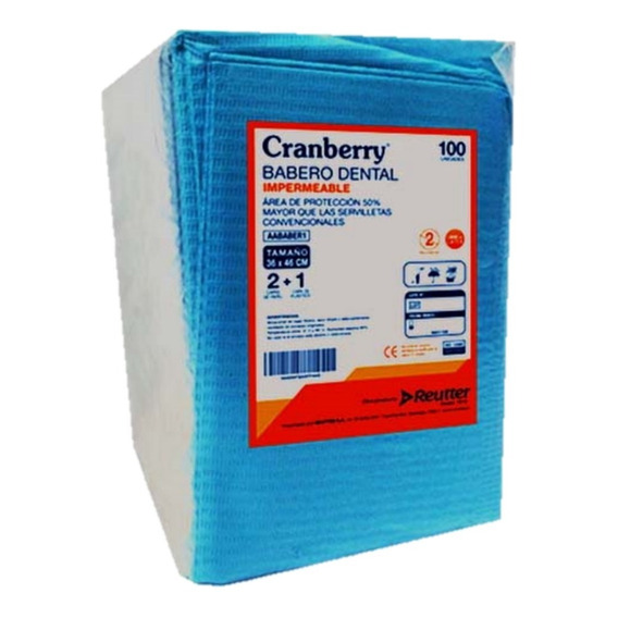 Babero Dental Impermeable 36x46cm Cranberry Bolsa 100 Un.