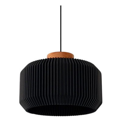 Colgante Teo Negro 30cm Sustentable Con Madera 3d Lmp