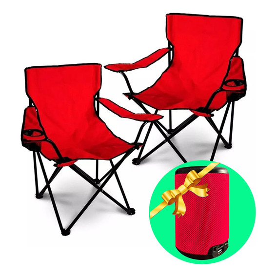 Silla Camping Reforzada Pack X 2 + Parlante De Regalo