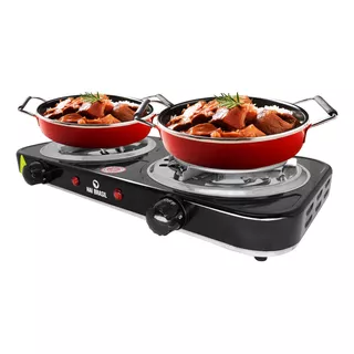 Fogão 2 Bocas Elétrico Portátil Fogareiro Mesa Cooktop Ferro