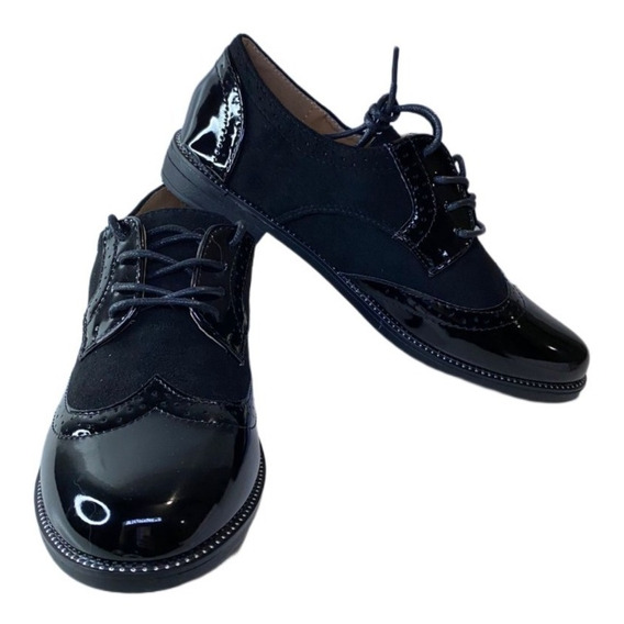 Zapato Mocasin De Mujer Charol/gamusa Negro Weide