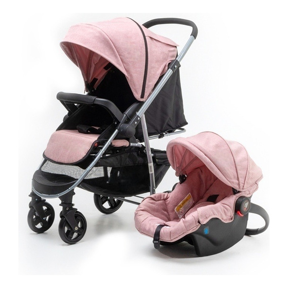 Cochecito De Paseo Para Bebe Travel System 3 En 1 - Tinok Color Rosa Chasis Negro