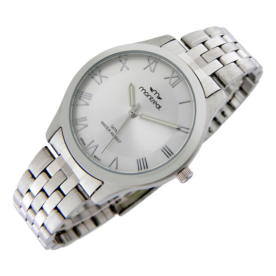 Reloj Montreal Hombre Ml1509 100% Acero Agujas Luminosas