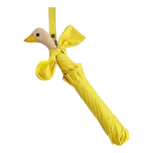 Paraguas Automático Plegable Portátil Con Mango De Pato Color Amarillo