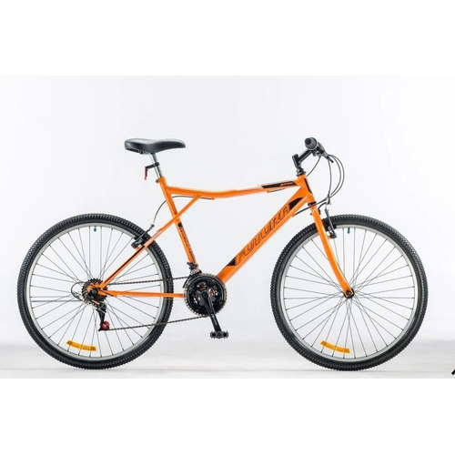 Mountain bike Futura Techno 026 18" 21v frenos v-brakes cambios Index color naranja con pie de apoyo  