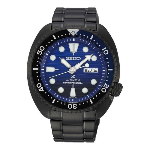 Reloj Seiko Prospex Turtle Automatic Diver 200m Srpd11k1 Color de la malla Negro Color del bisel Negro Color del fondo Azul