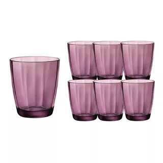 Set X 6 Vasos Vidrio Agua Jugo Color 305 Cc Pulsar Bormioli Color Púrpura