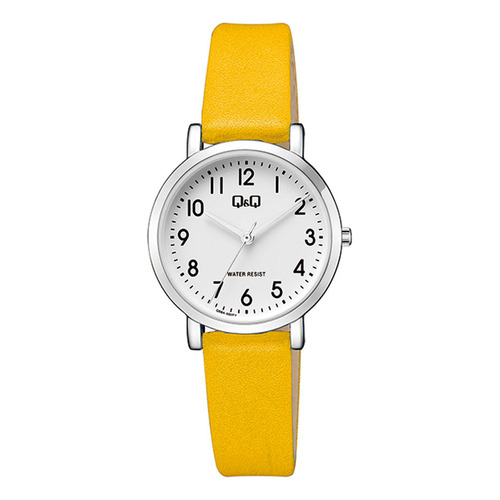 Reloj Q&q De Dama Modelo Q58a-002py Color de la correa Amarillo Color del bisel Plateado Color del fondo Blanco