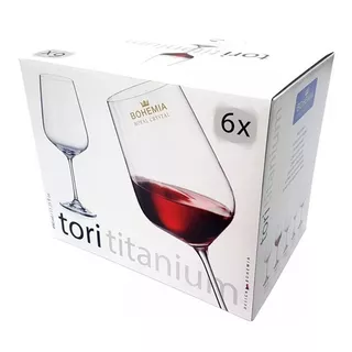 Set 6 Copas Bohemia Vino Tinto 490ml Tori Titanium Color Cristal