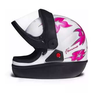 Capacete Feminino San Marino Branco Flor Rosa Fechado