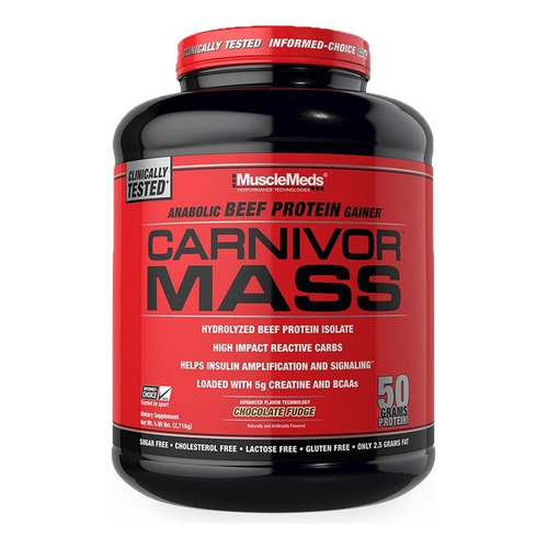 Suplemento en polvo MuscleMeds  Carnivor Coffee proteínas sabor chocolat fundge en pote de 2.72kg