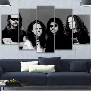5 Cuadros Decorativos Miembros Metallica Diseño Art 150x84cm