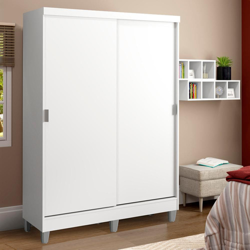 Closet Luke Madesa 2 Puertas Corredizas Madera Con Pies Color Blanco