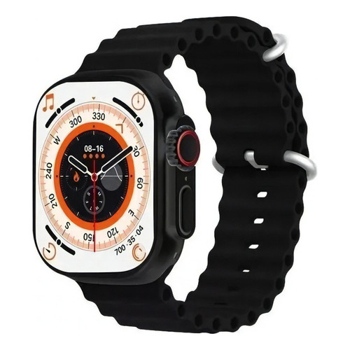Reloj Inteligente Smartwatch Ultra Serie 8 Kd99 49mm Salud Caja Negro Malla Negro Bisel Plateado Diseño De La Malla Oceano