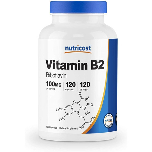 Vitamina B2 Nutricost Riboflavina 100 Mg, 120 Cápsulas