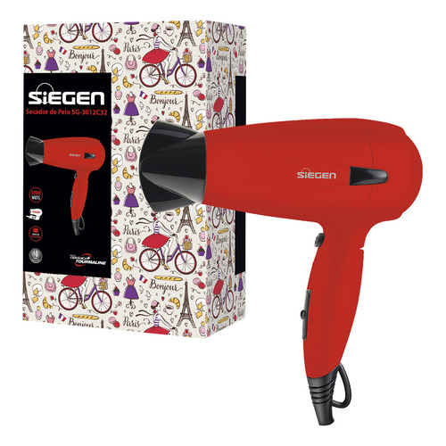 Secador De Pelo Siegen Sg-3012c32 Plegable Color Rojo