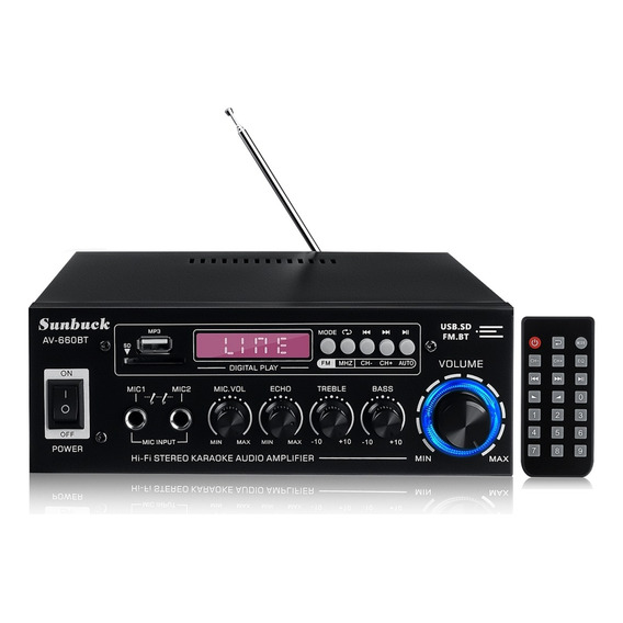 Sunbuck Av-660bt 1200w Amplificador De Audio Bluetooth 5.0