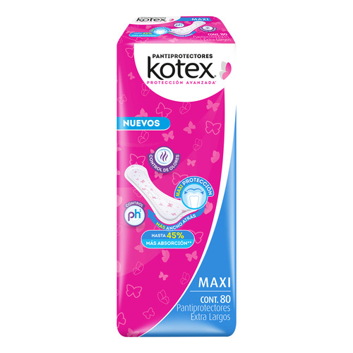 Pantiprotector Kotex Maxi Extra Largo Con 80 Piezas