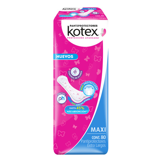 Pantiprotector Kotex Maxi Extra Largo Con 80 Piezas