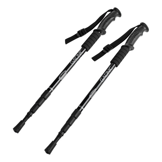 Bastones Trekking Antishock Recto De Aluminio Telescopico Color Negro