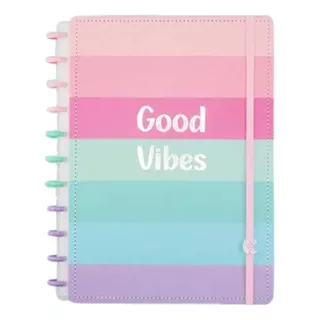 Caderno Inteligente Good Vibes By Indy Grande Cor Tons Pasteis