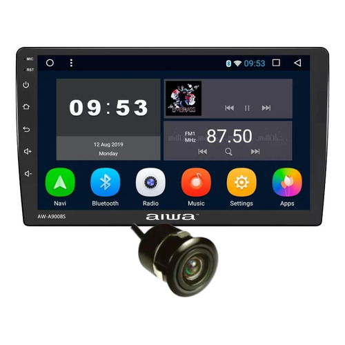 Radio Auto Aiwa Con Pantalla Slim Hd 9" Android 10 32gb + 2gb Wifi Gps Aw-a900bs