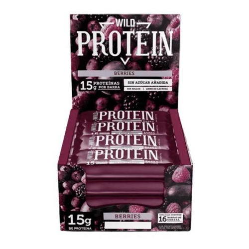 Suplemento en barra Wild Foods  Wild Protein proteína sabor berries en caja de 720g 16 un