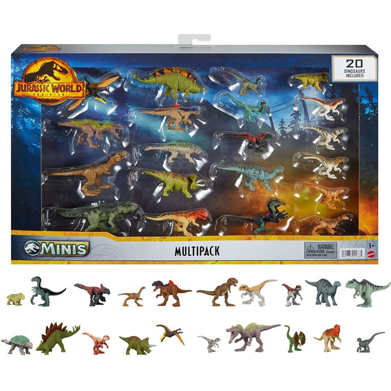 Set 20 Dinosaurios Jurassic World Mini Original Mattel
